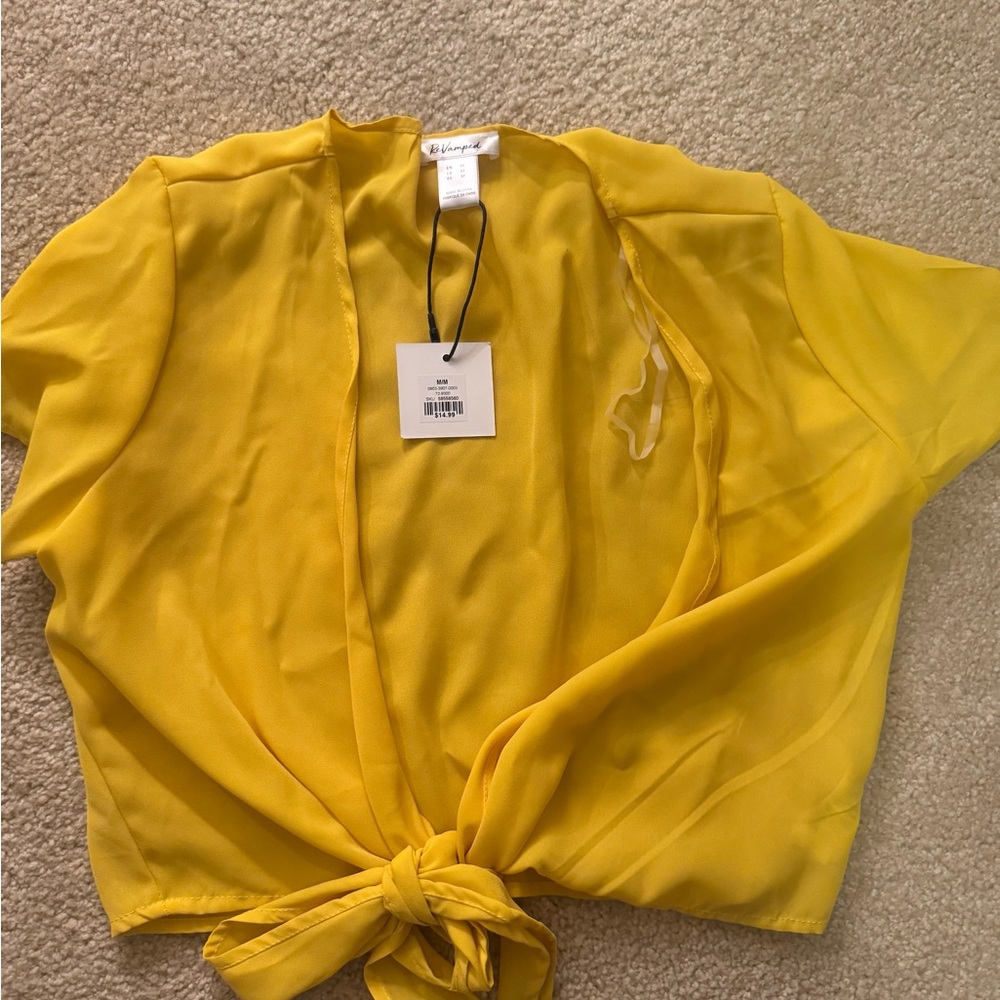 Yellow Tie-Front Blouse